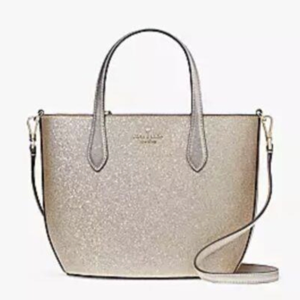 NWT Kate Spade New York Gold Glimmer Mixed Material Satchel/bag KE460 - Picture 7 of 11